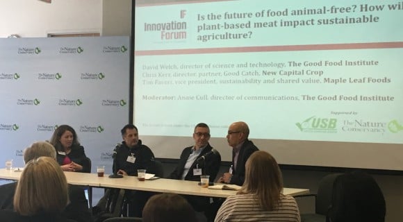 Bringing big innovation to sustainable food efforts 2 L to r: moderator annie cull with panelists chris kerr, david welch, and tim faveri