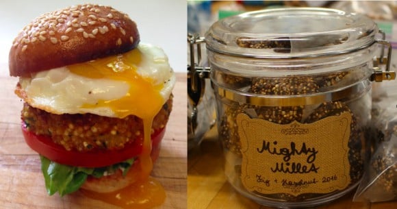Is millet the future of plant meat? 6 Millet slider (left) and might millet snack drops (right)
