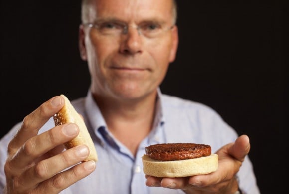 Dr. Mark post shows off the first ever clean meat burger in 2013.