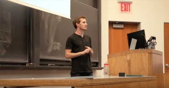 Showing students the science behind plant-based and cell-based meat 2 Gfi's elliot swartz presenting to students