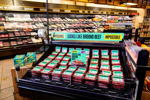 Impossible foods wins global climate action award, makes east coast retail debut 2 Impossible burger retail display